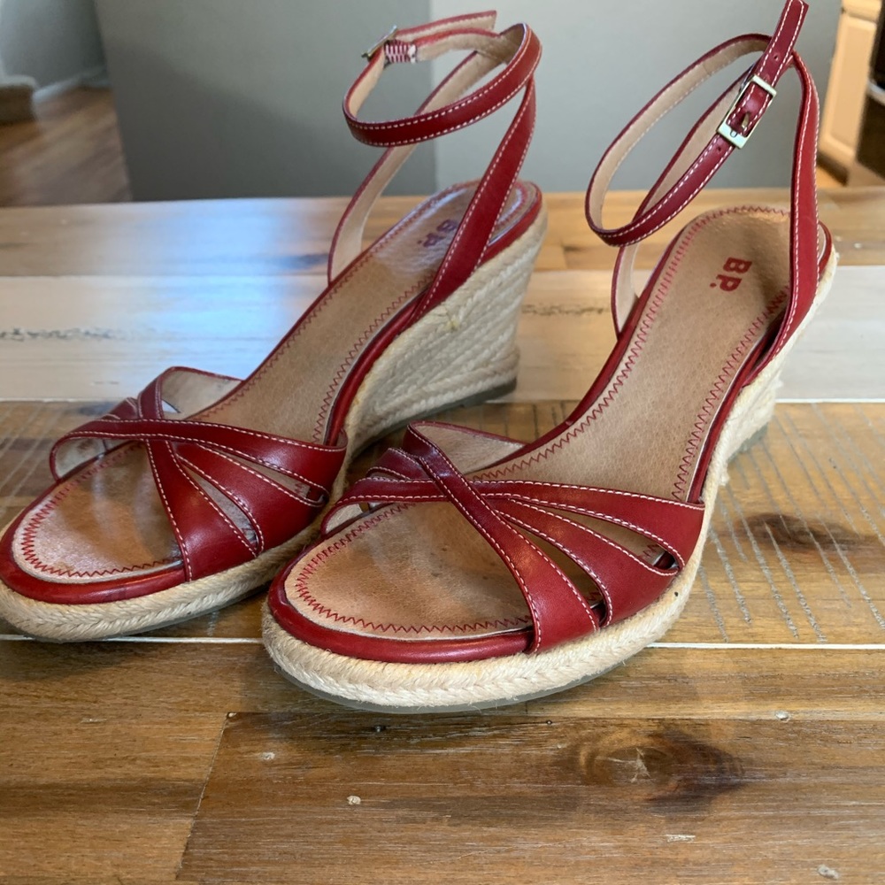 BP. Red Wedge Sandals